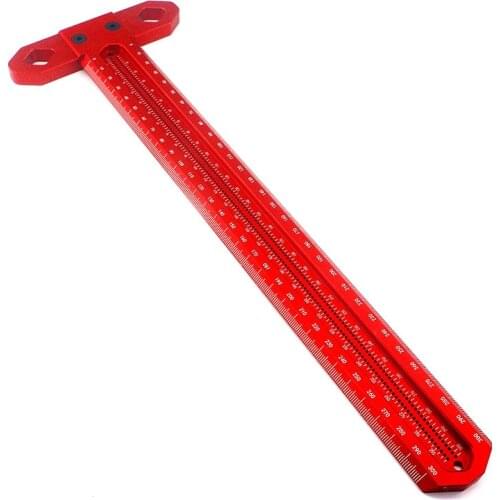 Aluminium Alloy Scribe Hole Positioning Ruler 300-600mm Precision Marking Measuring T-Rule Scriber Ruler Woodworking Tool
