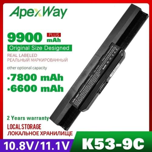 Apexway 9 Cells Laptop Battery For Asus K53S K53SV K53 K53E K53U K43E K53T K43S X43E X43S X54H K43T K43U A53S A32-K53 A42-K53