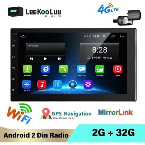 LeeKooLuu 2 Din Android Car Radio 2G+32G 7 Inch Car Autoradio GPS Navigation WIFI Bluetooth 4G LTE SIM MP5 Multiumedia Player