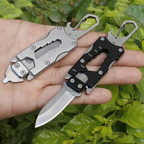 Free shipping Mini Folding Survival Tactical key chain multi-function key knife Multi Functionel outdoor tools