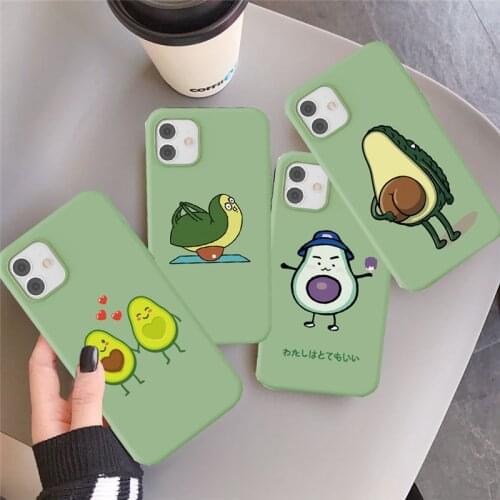 Cartoon Avocado Fruits Phone Case For iPhone 12 11 Pro Max mini X S XR MAX Cute Soft Silicone TPU 7 8 Plus SE 2020 Cover Fundas