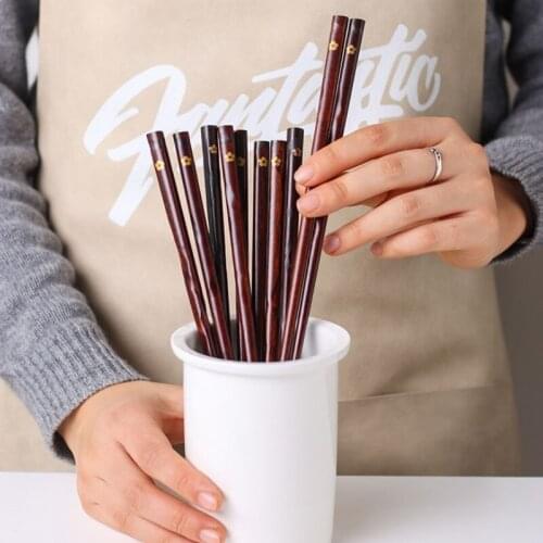 10 Pairs Chopsticks Wooden Square Chopstick Chinese Stylish Healthy Light Weight Chinese Chopsticks Wood Non-slip Design Kitchen