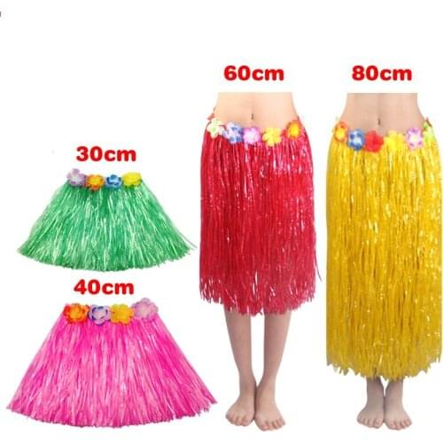 Cheap Plastic Fibers girls Woman Hawaiian Hula Skirt Hula Grass costume Garland Flower Skirts Hula dress up Party Hawaii Beach