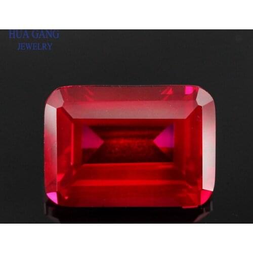5# Rose Red Stone Octangle Shape Parallel Cut Synthetic Corundum Gems stone For jewelry Size 4x6~15x20mm Free Shipping