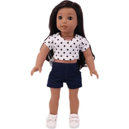 Summer New Pattern Fashion Dot T-shirt Shorts Suit Fit 18 Inch American&43cm Baby New Born Doll Clothes Accessories