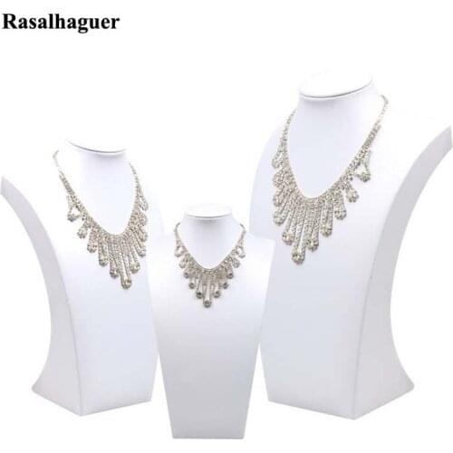 White PU leather Necklace Display Model Bust Shelf Accessories Holder Jewelry Rack Jewellery Stand Pendant Display Show