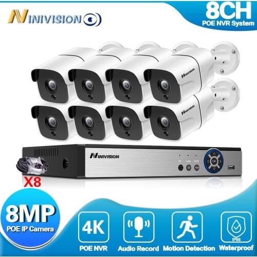 4K POE NVR Surveillance System 8.0MP IP Security Camera CCTV POE 8CH NVR Kit Video Surveillance IOS Android Waterproof Camera