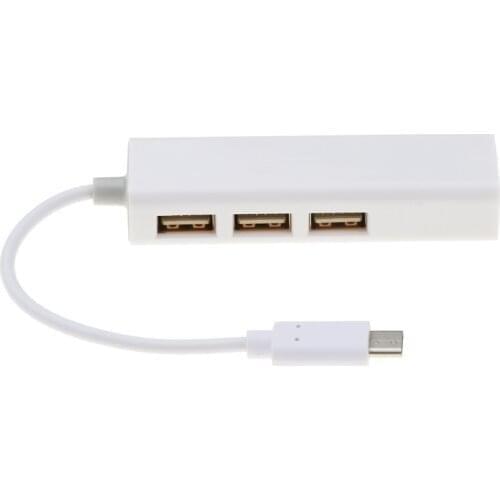 Kebidumei USB 3.1 RJ45 3-port HUB power strip socket Type C to Ethernet LAN cable adapter socket NIC transmitter splitter