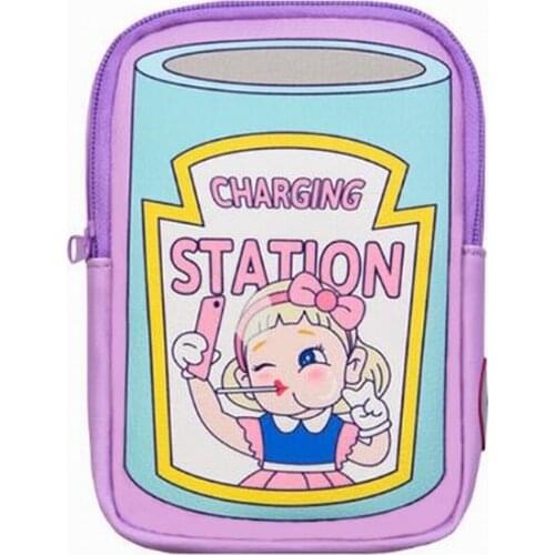 Coin Purses cute Carry Phone Bags Cartoon Printed Earphone wire hole Bags for Women Zipper Funny Pattern Coin Purse