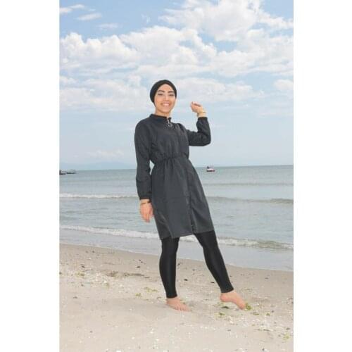 Womens Navy Blue Hijab Swimsuit Signed Half Sleeve Beach Pool Fashion Summer Swimsuits Water Resistant Comfortable Seawear