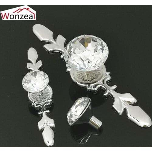 Hot Luxury Diamond Crystal Handles Shoebox Cabinet Handles Closet Door Drawer Knobs Wardrobe Pulls Pullers With Screws Hardware