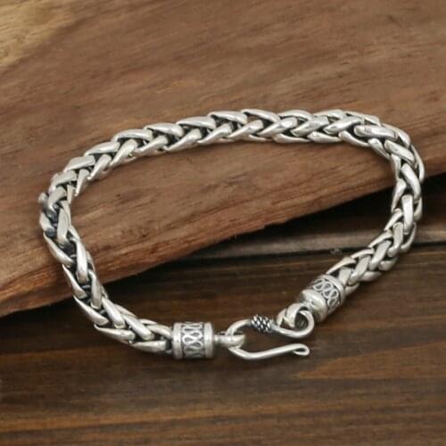 6mm 925 solid Sterling Silver Mens rope Bangle Bracelet A5053