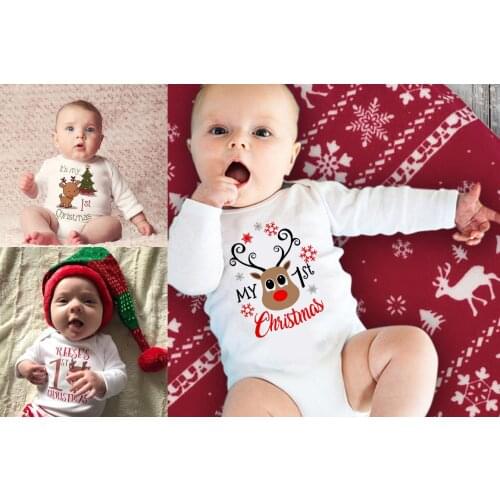 My First Christmas Baby Romper Long Sleeve Autumn Sprint Warm Baby Bodysuits Boys Girls Unisex Tee Shirts Casual Ropa Onesie