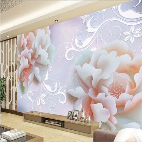 Beibehang papel de parede infantil Custom mural wallpaper any size Mudan jade carving 3D living room bedroom TV back wall