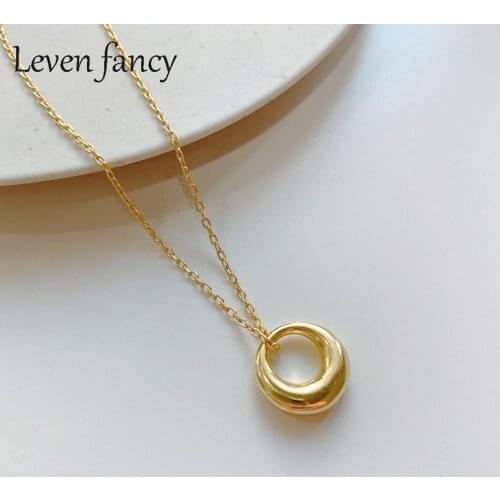 Real 925 Sterling Silver Necklace For Women Lovers Casual Personality Circle Lariat Pendant Necklace High Quality Simple Choker