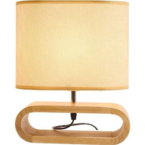 Beige Wood Night Lamp Linen Simple Modern Nordic Girl Bedroom Bedside Table Light Dimming Remote Control Warm Table Lamps E27