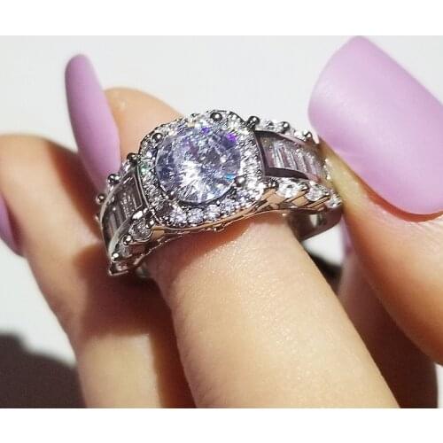 2021 new luxury halo 925 sterling silver engagement ring for women lady anniversary gift jewelry bulk sell Valentines Day R5718