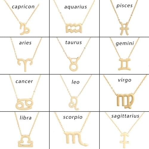 12pcs Star Zodiac Sign 12 Constellation Necklaces Pendants Choker Necklaces for Women Jewelry