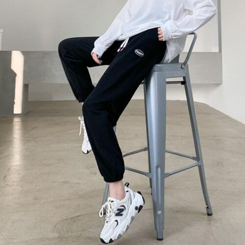 Harajuku Joggers Sports Print Casual Pants Wide Leg Sweatpants Women Trousers Plus Size High Waist Pants Streetwear