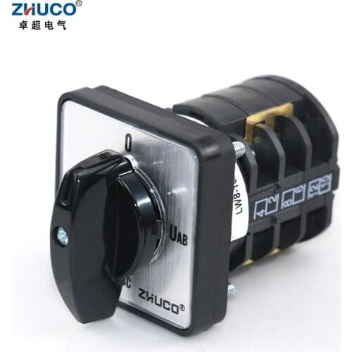 ZHUCO LW8D-10/LH3.3 10A 660V Three Phase Ammeter Measurement 4 Positions Conversion Rotary Universal Changeover Cam Switch
