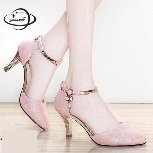 Yauamdb Women Pumps Female 35-40 Spring Autumn 7.5cm High Heels Pumps Platform Buckle Pointed Toe Ladies Sexy Office Shoes Ly41