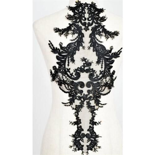 Black/Ivory Large Neckline Applique Vintage Lace Applique for Wedding Dress Backless Bridal Gown Lace Tirm