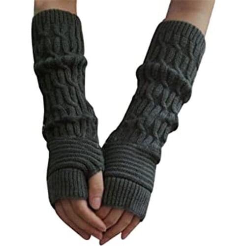 Cashmere Blend Knitted Long Gloves Solid Color Fashion Warm For Lady Elbow Mittens Knitted Fingerless Autumn Winter Warmer Gants