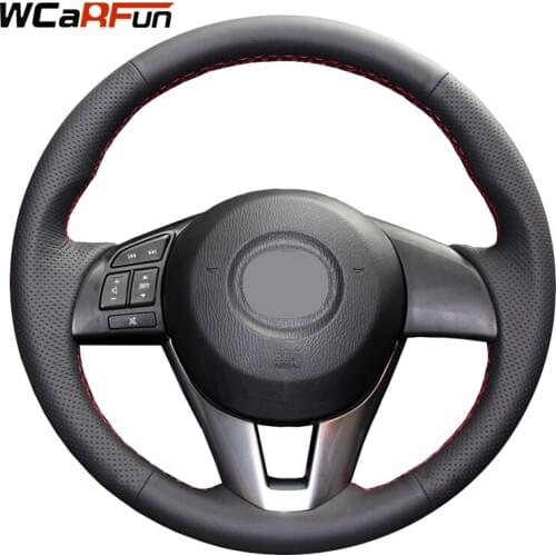 WCaRFun DIY Hand-Stitched Black Artificial Leather Steering Wheel Cover for Mazda CX-5 CX5 Atenza 2014 New Mazda 3 CX-3 2016