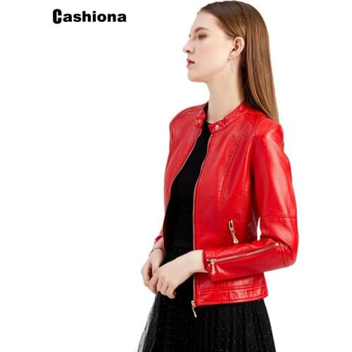 Women Faux Pu Leather Jackets Autumn Long Sleeve Fashion Top Outerwear Zipper Coats Slim Biker Jacket Sexy Womens Clothing 2021