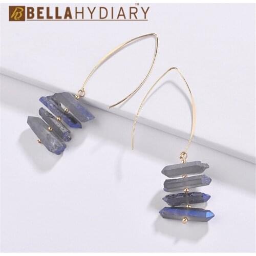 Boho Natural Stone Big Long Hook Drop Earrings For Women Jewelry Statement Earrings Pendientes Mujer Moda 2019 Ohrringe