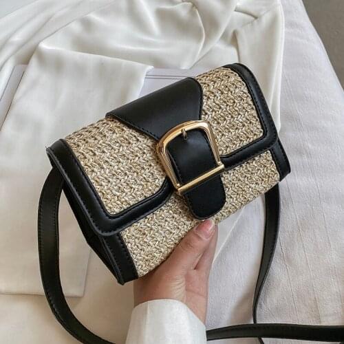 Womens Straw Rattan Weave Small Crossbody Bags Luxury Tends Lady Female 2021 Summer Beach Shoulder Purses and Handbags