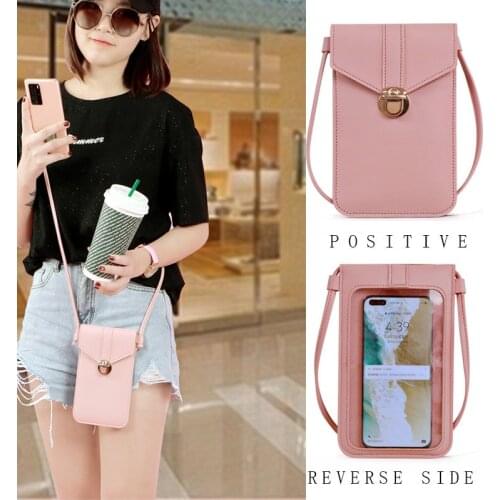 Ladies Touch Screen Cell Phone Purse Smartphone Wallet PU Leather Shoulder Strap Handbag Women Bag Fashion mobile wallet 2021