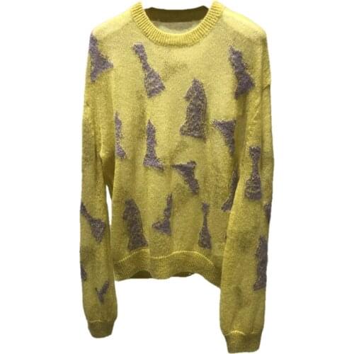 Runway Women Knitted Sweater and Pullovers loose casual O neck cartoon Jacquard Sweaters Kawaii Pull Femme