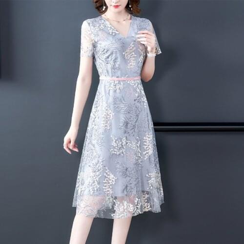 2021 Lace Mesh Embroidery Sexy Midi Dresses Spring Summer Plus Size Vintage Runway Dresses Elegant Women Bodycon Party Vestidos