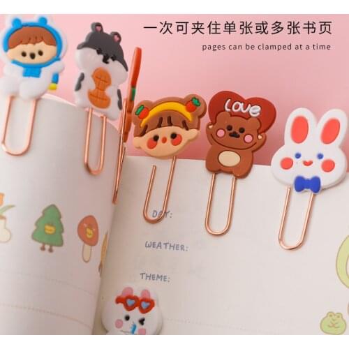 10pcs creative paper clips Korea cute cartoon color metal large candy color paper clips student stationery pins U-shaped