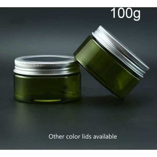 10pcs Green 100g Plastic Jar Refillable Empty Cosmetic Cream Lotion Container Salts Spice Sugar Candy Travel Packaging Bottles