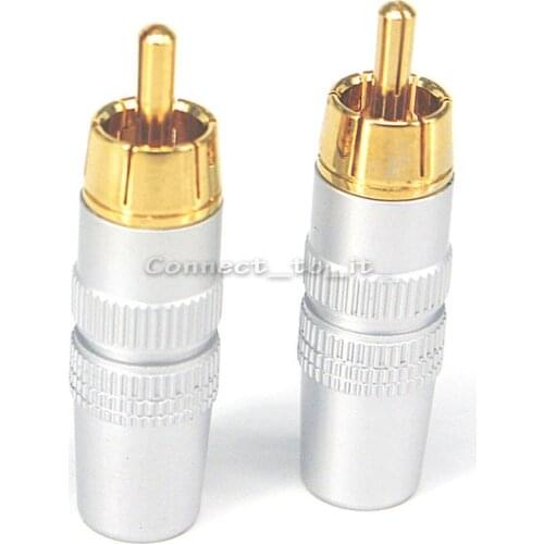 2 pcs RCA Male Gold Plug Audio Cable Connector 6.6MM Adapter 42mm Length For Cable