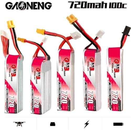 3Pcs/Set GAONENG GNB 1S/2S/3S/4S/6S 720mAh 100C/200C HV Lipo Battery for RC FPV Tinywhoop Frame Kit Tinywhoop Spare Parts