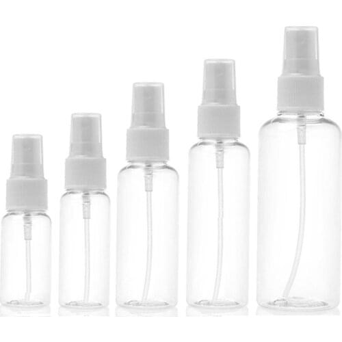 50Pcs Empty Refillable Spray Bottle 10ml 30ml 50ml 60ml 100ml 120ml Perfume Vial PET Hand Sanitizer Essential Oils Bottles
