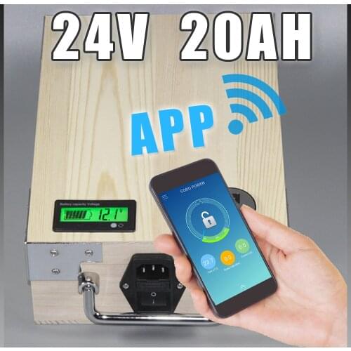 App 24V 20Ah Electric Bicycle LiFePO4 Battery + BMS ,Charger Bluetooth GPS control 5V USB Port Pack scooter electric bike