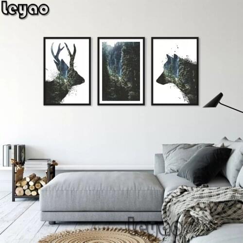 5D DIY Diamond Painting Abstract wolf deer waterfall landscape Embroidery Cross Stitch Rhinestone Mosaic Christmas Gift Wall Art