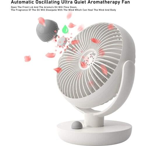 Aromatherapy Fan Desk Fan Portable Personal Cooling Fan 10 Speeds Adjustable 120-degree Shaking Head 90-degree Up and Down Tilt