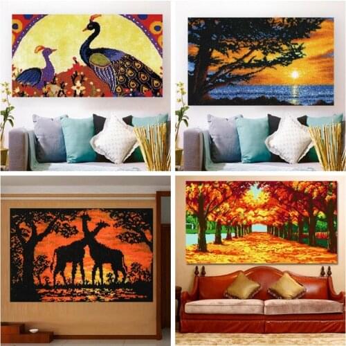 Scenery Series Crochet Carpet Kits Latch Hook Rug Everything For Handmade Your Wall Decoration Carpet Needlework Button Package