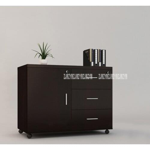 Wooden Office Cabinet File Storage Cabinet with Lock and Door Floor Stand Wheel Design Movable File Organizer Office Supplies
