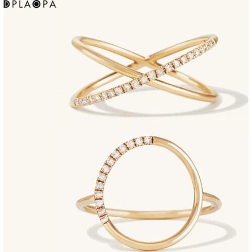 DPLAOPA New 925 Sterling Silver O X Ring Zircon CZ Circle Round Cross Line Size Rings New 2021 Women Wedding Party Jewelry