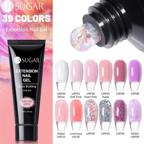 UR SUGAR Glitter Nail Extension Gel 15ml All For Manicure Builder UV LED Gel Semi Permanent Soak Off Nail Art Gel for Extension