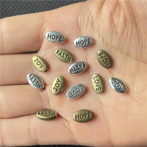JunKang 30pcs HOPE JOY FAITH LOVE DIY Handmade Necklace Bracelet Spacer Bead Connectors Bulk Wholesale Jewelry Accessories