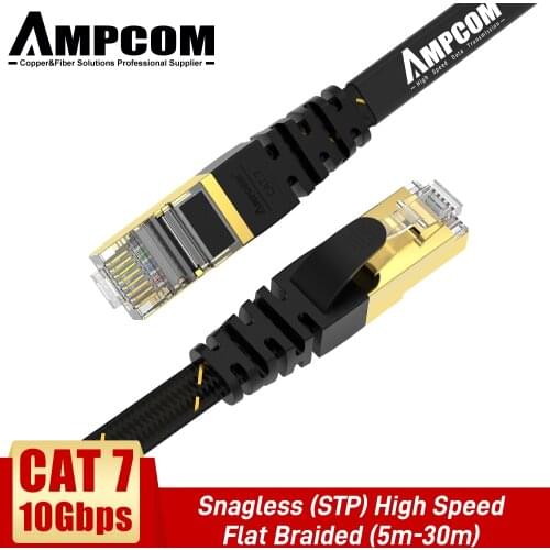 AMPCOM Ethernet Cable RJ45 Cat7 Lan Cable [ 5 - 30m ] STP RJ 45 Flat Network Cable Patch Cord Cable Ethernet