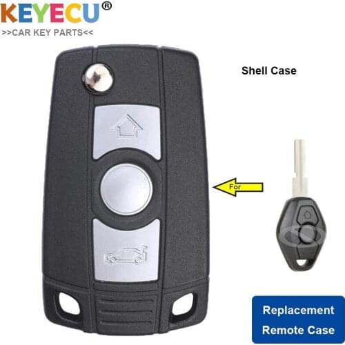 KEYECU EWS Modified Flip Remote Control Car Key Case Shell for BMW E81 E63 E38 E39 E46 M5 X3 X5 Z3 Z4, 3 Buttons - HU58 Blade