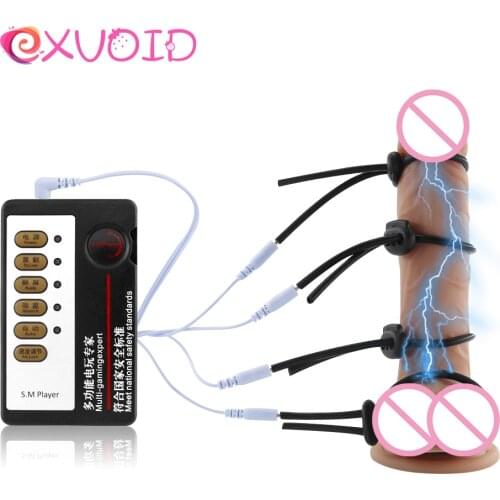 EXVOID Cock Ring Sex Toys for Men Erection Sex Shop Electric Shock Accessory Electrical Stimulate Penis Delay Ring Ejaculation